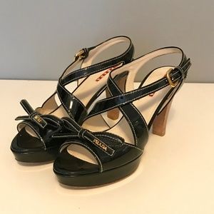 Prada black strappy heels